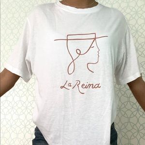 White graphic t shirt.